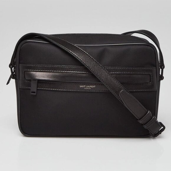Yves Saint Laurent Black Nylon/Leather SmallCamp Camera Crossbody Bag 675-060525 - Picture 1 of 8